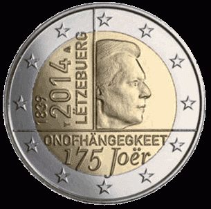 Luxemburg 2 euro 2014 175ste verjaardag onafhankelijkheid UNC